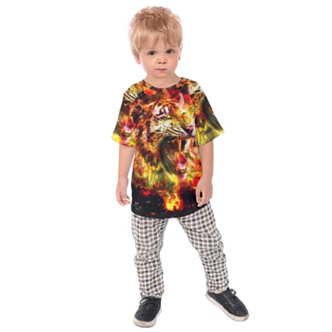 Fire Tiger Kids Raglan Tee by stockimagefolio1