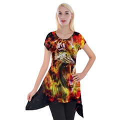 Fire Tiger Short Sleeve Side Drop Tunic by stockimagefolio1