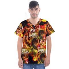 Fire Tiger Men s V-neck Scrub Top