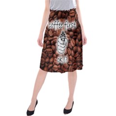 Coffee First, Ok Midi Beach Skirt by stockimagefolio1