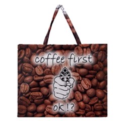 Coffee First, Ok Zipper Large Tote Bag by stockimagefolio1