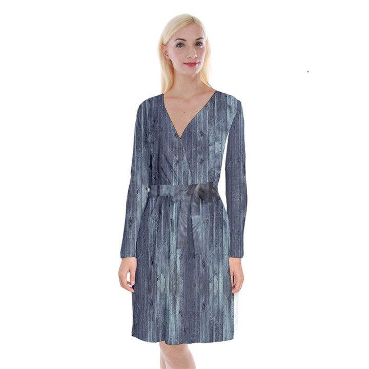 GREY FENCE 2 Long Sleeve Velvet Front Wrap Dress