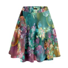 Butterflies  Bubbles  And Flowers High Waist Skirt by WolfepawFractals