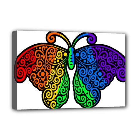 Rainbow Butterfly  Deluxe Canvas 18  X 12   by Valentinaart