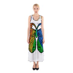 Rainbow Butterfly  Sleeveless Maxi Dress by Valentinaart