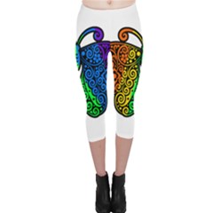 Rainbow Butterfly  Capri Leggings  by Valentinaart