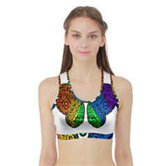 Rainbow Butterfly  Sports Bra With Border by Valentinaart