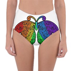 Rainbow Butterfly  Reversible High-waist Bikini Bottoms