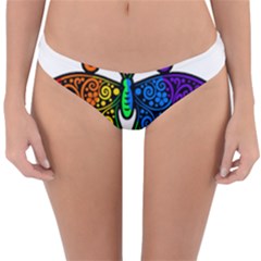 Rainbow Butterfly  Reversible Hipster Bikini Bottoms