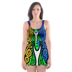 Rainbow Butterfly  Skater Dress Swimsuit by Valentinaart