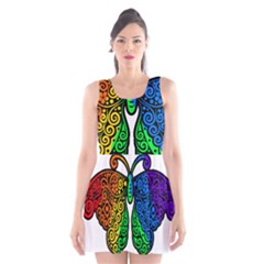 Rainbow Butterfly  Scoop Neck Skater Dress