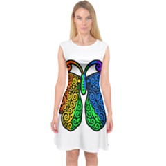 Rainbow Butterfly  Capsleeve Midi Dress by Valentinaart