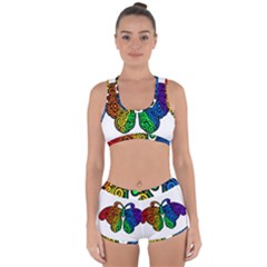 Rainbow Butterfly  Racerback Boyleg Bikini Set