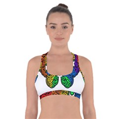 Rainbow Butterfly  Cross Back Sports Bra by Valentinaart