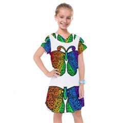 Rainbow Butterfly  Kids  Drop Waist Dress