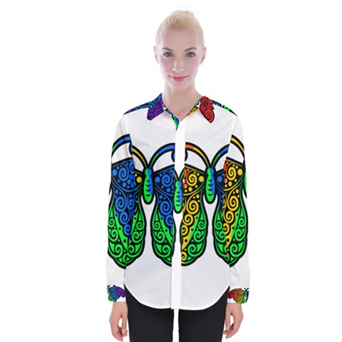 Rainbow Butterfly  Womens Long Sleeve Shirt by Valentinaart