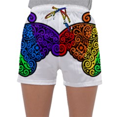 Rainbow Butterfly  Sleepwear Shorts by Valentinaart