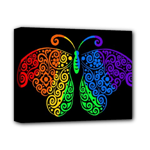 Rainbow Butterfly  Deluxe Canvas 14  X 11  by Valentinaart