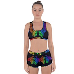 Rainbow Butterfly  Racerback Boyleg Bikini Set