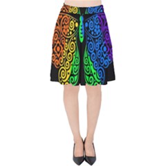 Rainbow Butterfly  Velvet High Waist Skirt