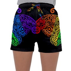 Rainbow Butterfly  Sleepwear Shorts by Valentinaart