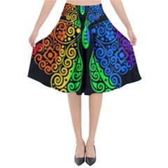 Rainbow Butterfly  Flared Midi Skirt by Valentinaart