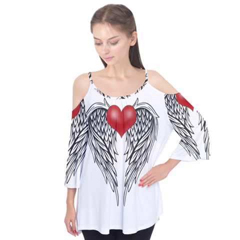 Angel Heart Tattoo Flutter Tees by Valentinaart