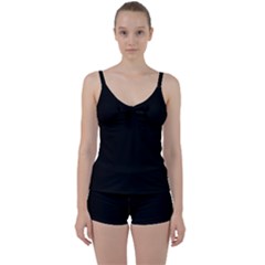 Black Tie Front Two Piece Tankini