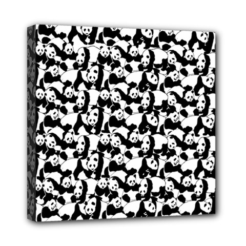 Panda Pattern Mini Canvas 8  X 8  by Valentinaart