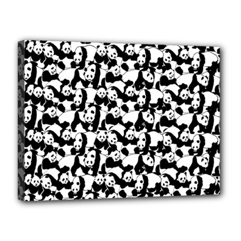 Panda Pattern Canvas 16  X 12  by Valentinaart