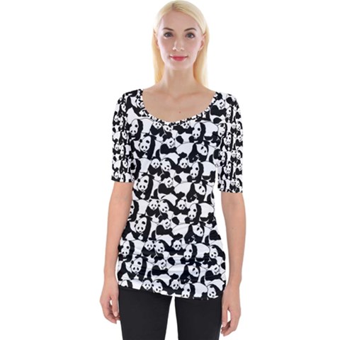 Panda Pattern Wide Neckline Tee by Valentinaart