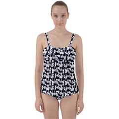 Panda Pattern Twist Front Tankini Set