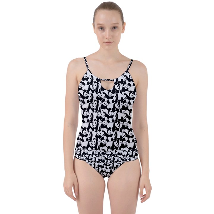 Panda pattern Cut Out Top Tankini Set