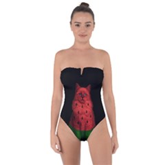 Watermelon Cat Tie Back One Piece Swimsuit