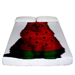 Watermelon Cat Fitted Sheet (king Size) by Valentinaart