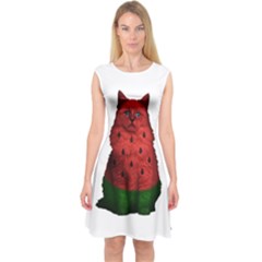 Watermelon Cat Capsleeve Midi Dress by Valentinaart