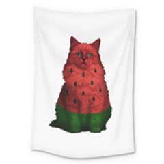 Watermelon Cat Large Tapestry by Valentinaart