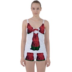 Watermelon Cat Tie Front Two Piece Tankini