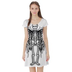 Angel skeleton Short Sleeve Skater Dress