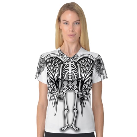 Angel Skeleton V-neck Sport Mesh Tee by Valentinaart