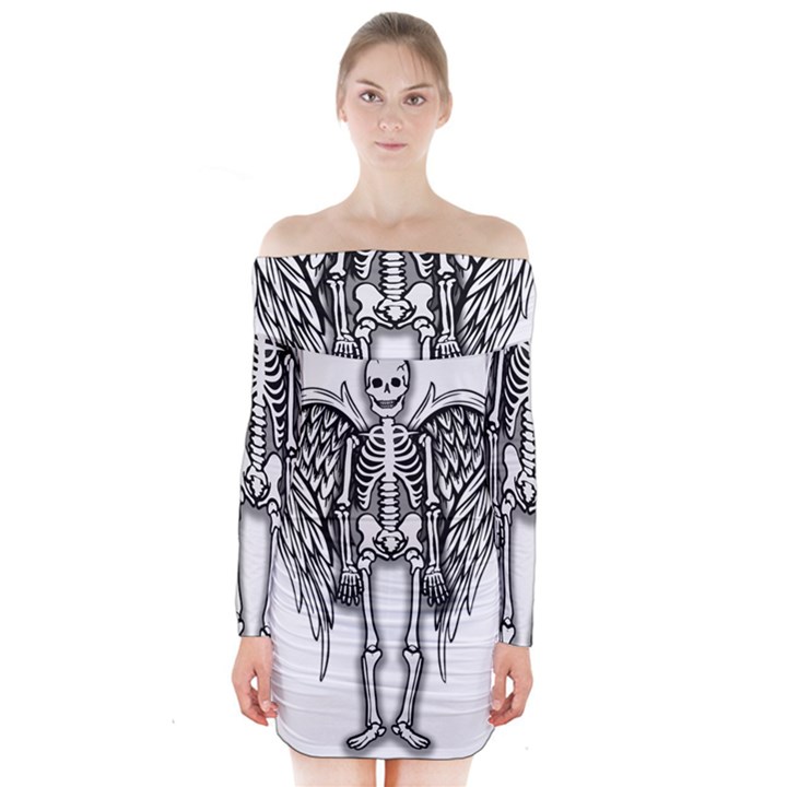 Angel skeleton Long Sleeve Off Shoulder Dress