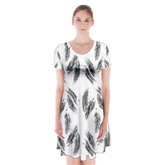 Feather Pattern Short Sleeve V-neck Flare Dress by Valentinaart