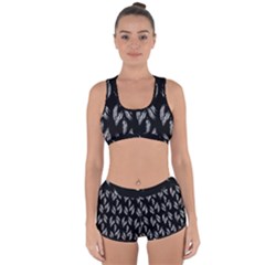 Feather Pattern Racerback Boyleg Bikini Set