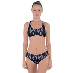 Feather Pattern Criss Cross Bikini Set