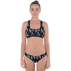 Feather Pattern Cross Back Hipster Bikini Set