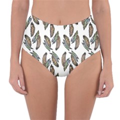 Feather Pattern Reversible High-waist Bikini Bottoms