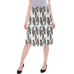 Feather Pattern Midi Beach Skirt by Valentinaart