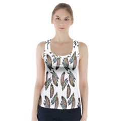 Feather Pattern Racer Back Sports Top by Valentinaart