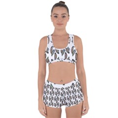 Feather Pattern Racerback Boyleg Bikini Set