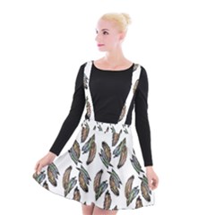 Feather Pattern Suspender Skater Skirt by Valentinaart